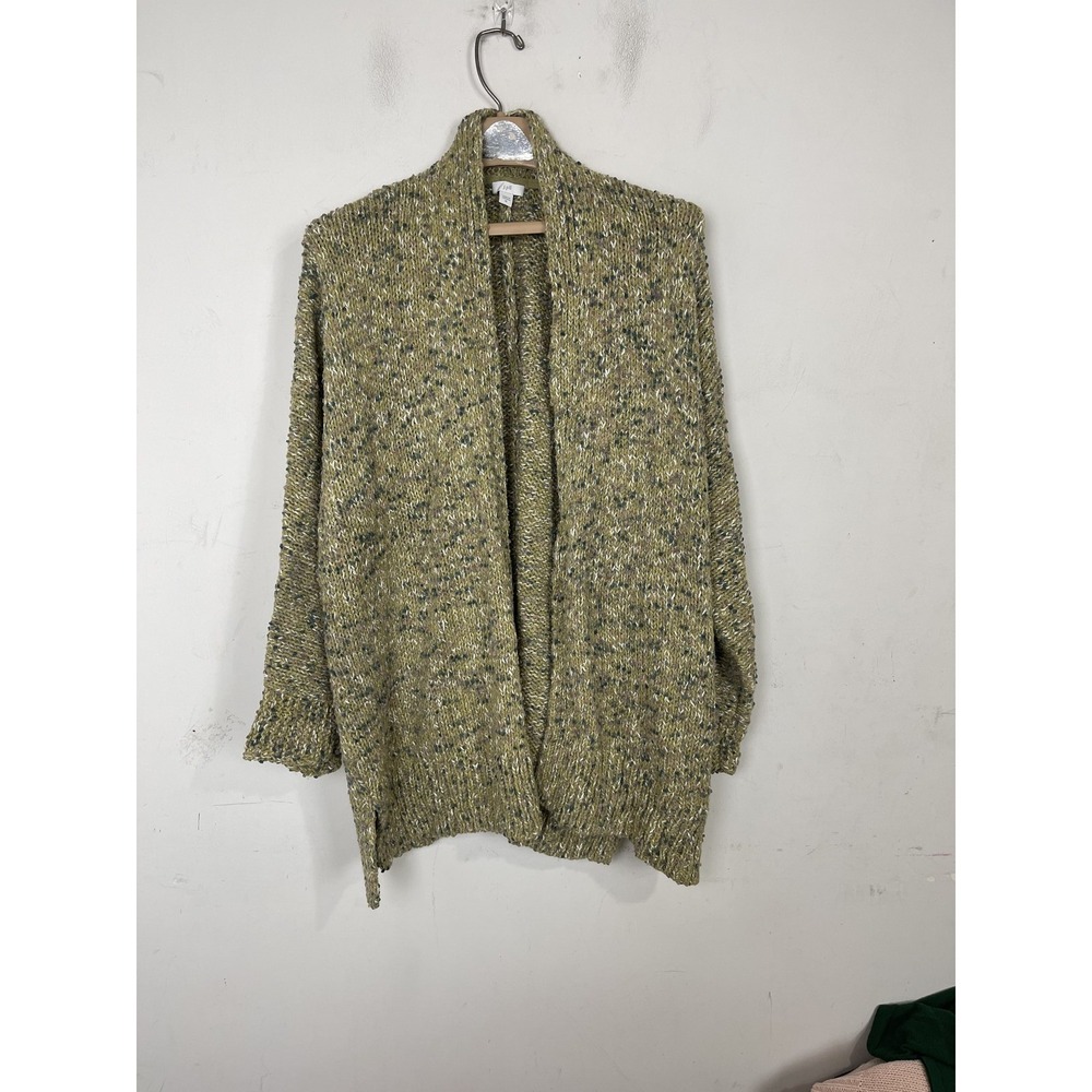 J Jill Women Cardigan XL Green Chunky Knit Granola Girl Cabincore Outdoor Rustic